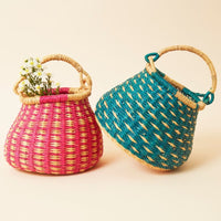Mini Pink Bolga Pot Basket