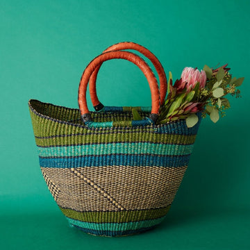 Blue Tropical Bohemian Market Basket