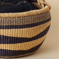 Wide Navy Round Basket