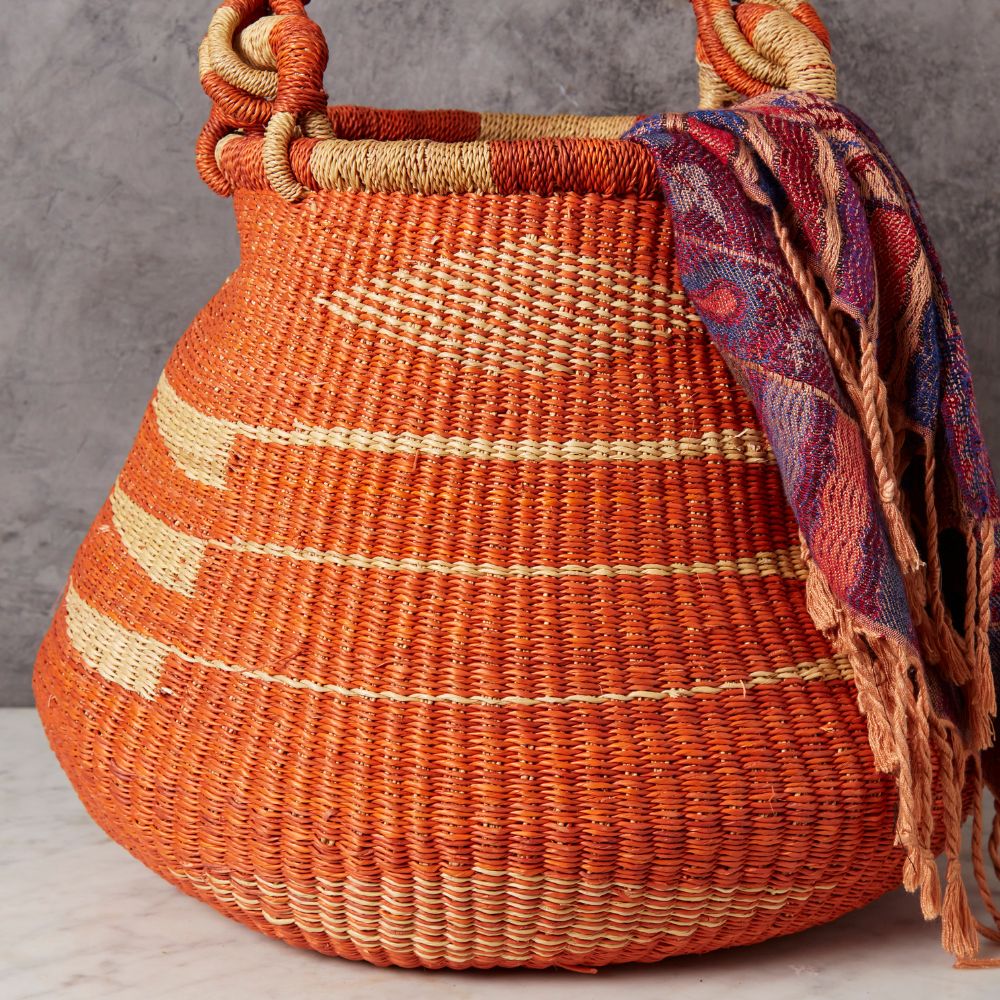Orange Bohemian Pot Basket