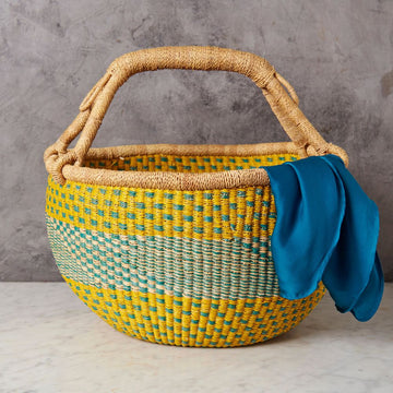 Yellow Blue Round Basket
