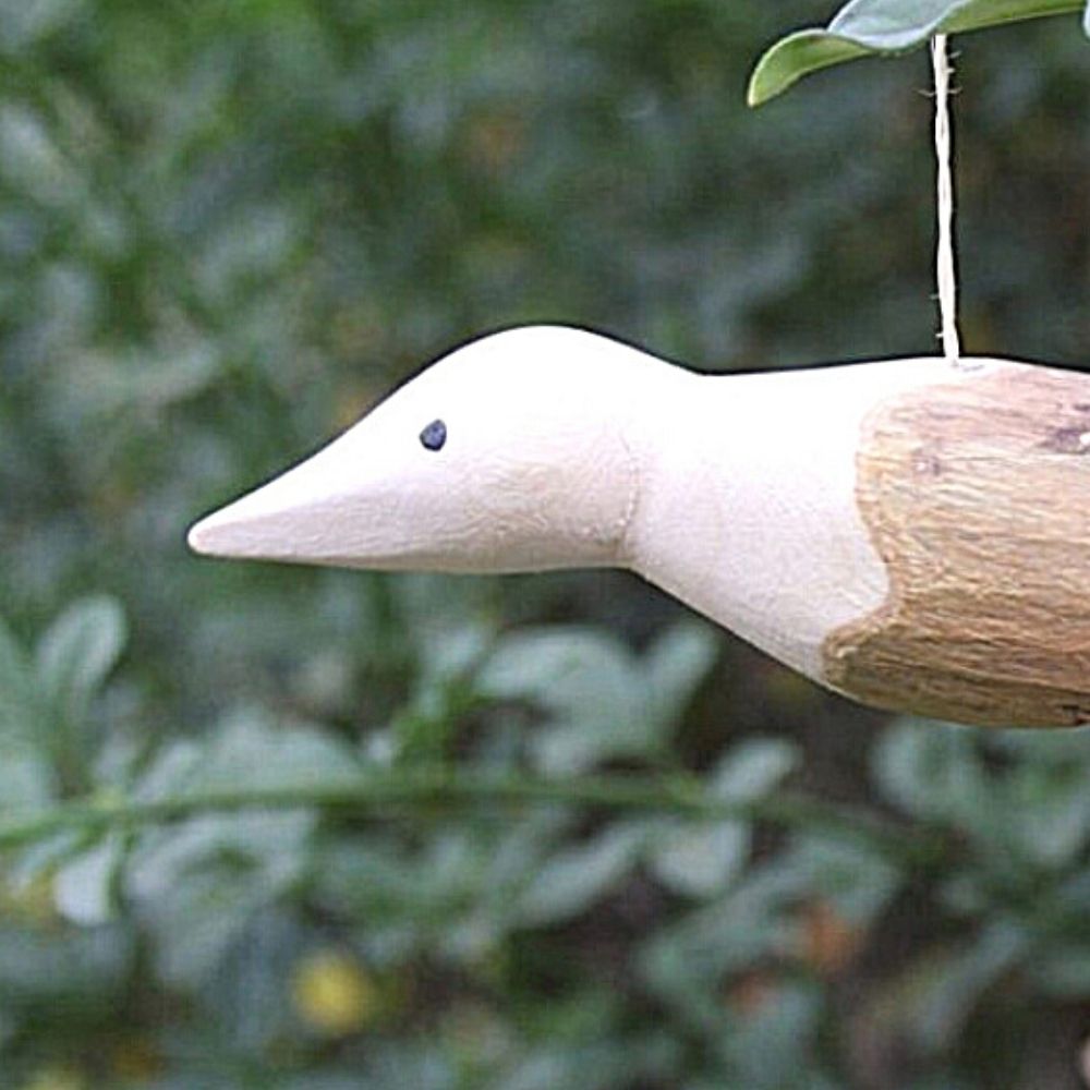 Rwanda Hand Carved Natural Wood Branch Hanging Bird Ornament Set
