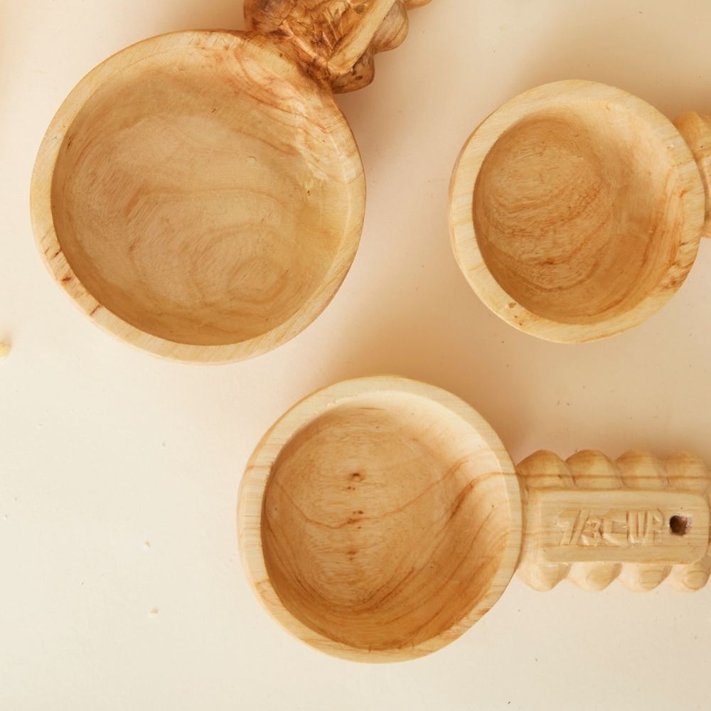 Rwanda Hand Carved Natural Musave Wood Measuring Cups Set