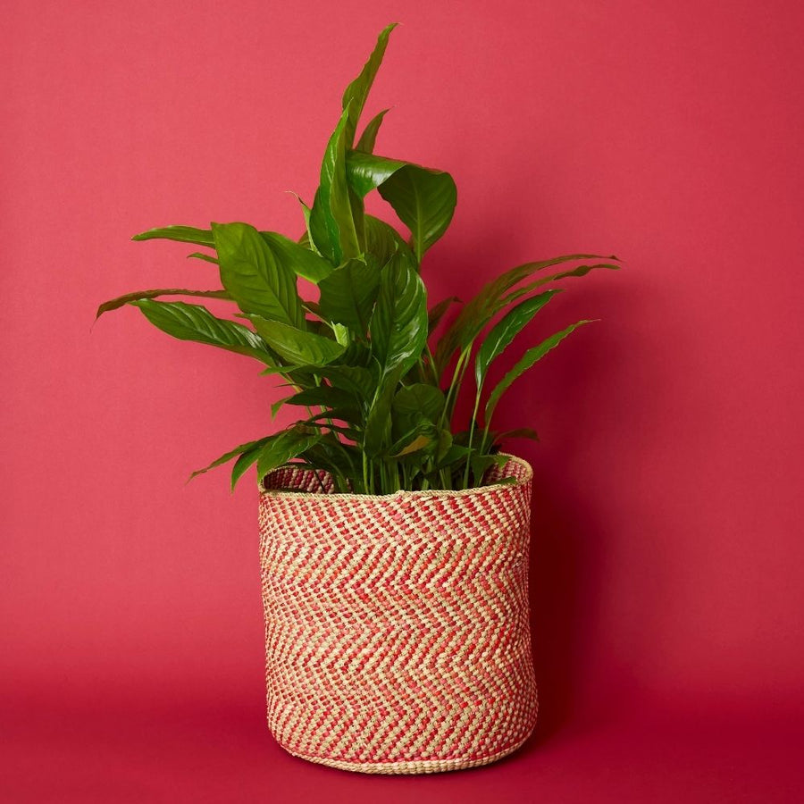 red indoor planter Medium Red Iringa Indoor Planter Toy Storage Woven Basket – Artisan Variety
