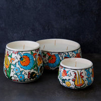 Iraq Small Hand Painted Floral Ceramic Bowl Candle