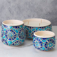 Small Blue Mosaic Ceramic Bowl Candle