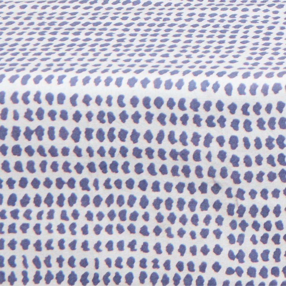 White Navy Block Print Rectangle Tablecloth