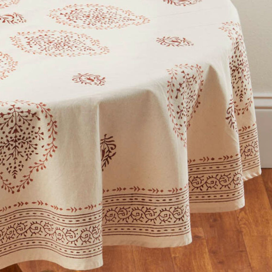 Henna Block Print Round Tablecloth