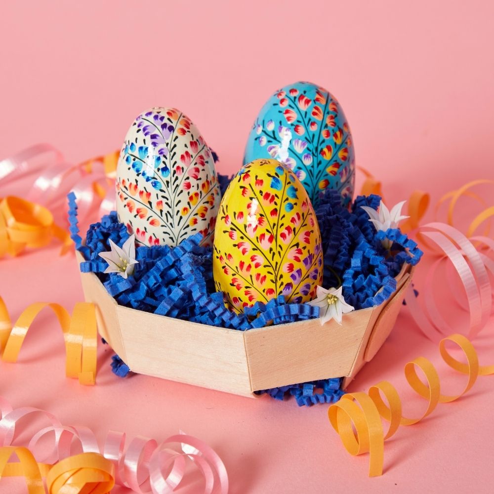 Floral Vine Easter Eggs Set of 3