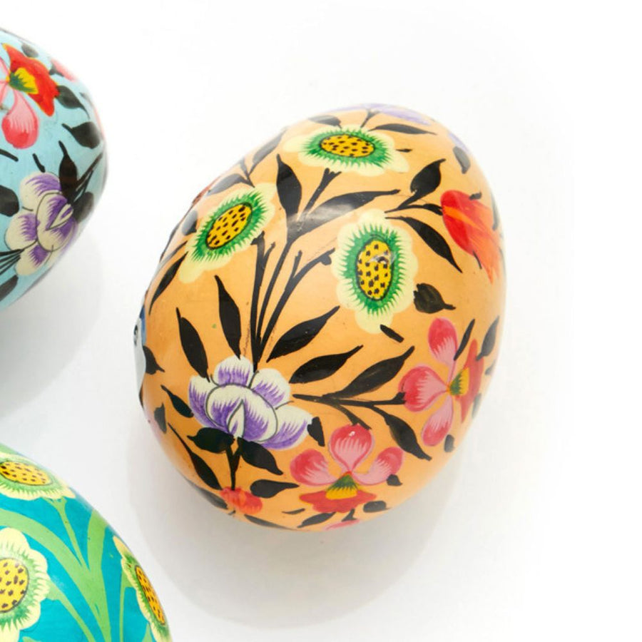India Kashmiri Painted Spring Floral Easter Eggs