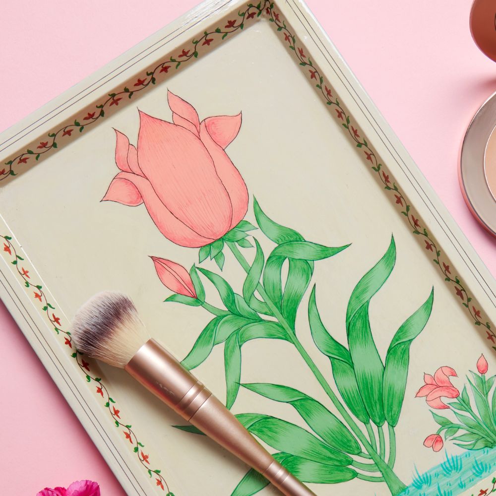 Small Beige Bold Floral Tray