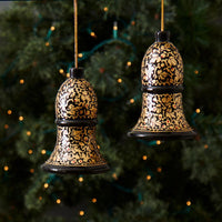 India Hand Painted Black and Gold Kashmir Paper Mache Ornament Collection Set