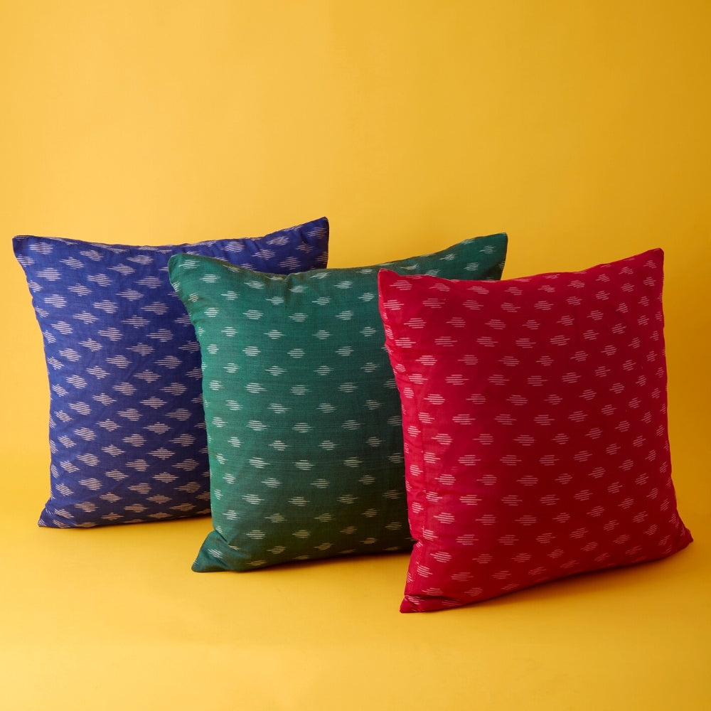 India Maroon Red Woven Ikkat Pillow Cover