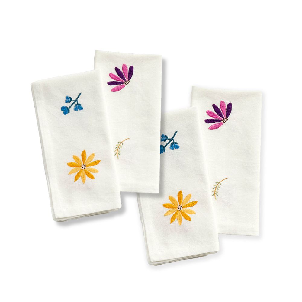 Spring Floral Embroidery Napkins Set
