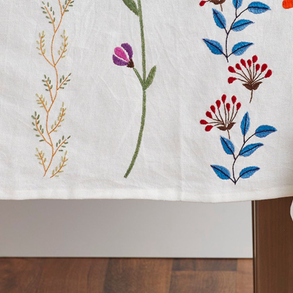 Spring Floral Embroidery Tablecloth
