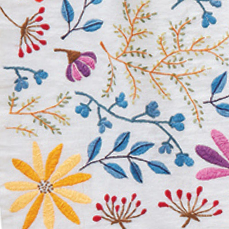 Spring Floral Embroidery Table Runner