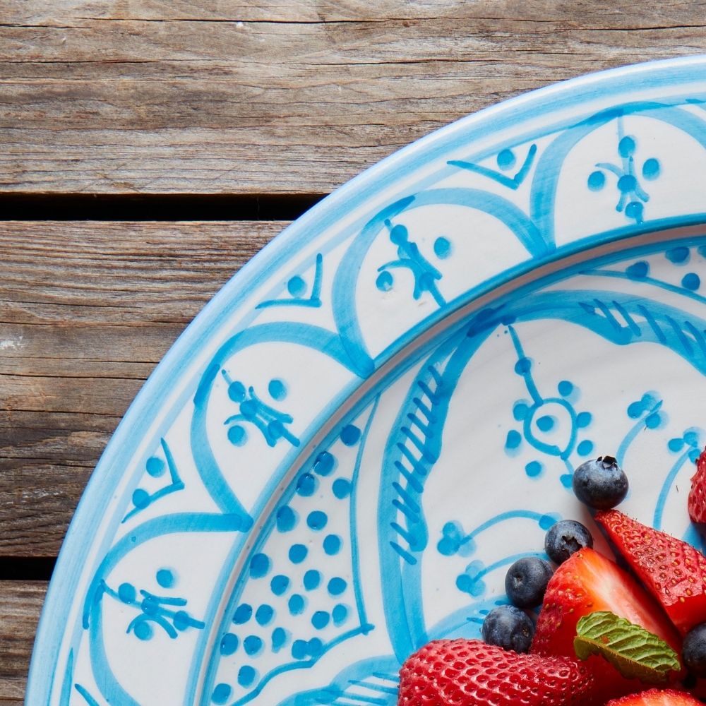 Turquoise Arabesque Ceramic Serving Platter