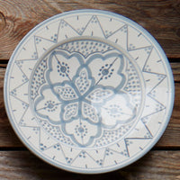 Gray Arabesque Ceramic Serving Platter Plates Set