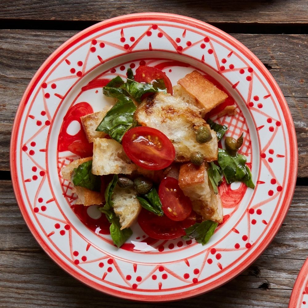 Red Arabesque Ceramic Salad Plates Set