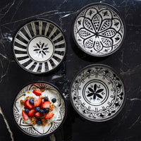 Black Arabesque Ceramic Snack Bowls
