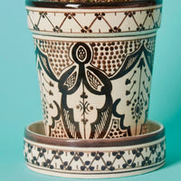 Black Arabesque Ceramic Small Planter