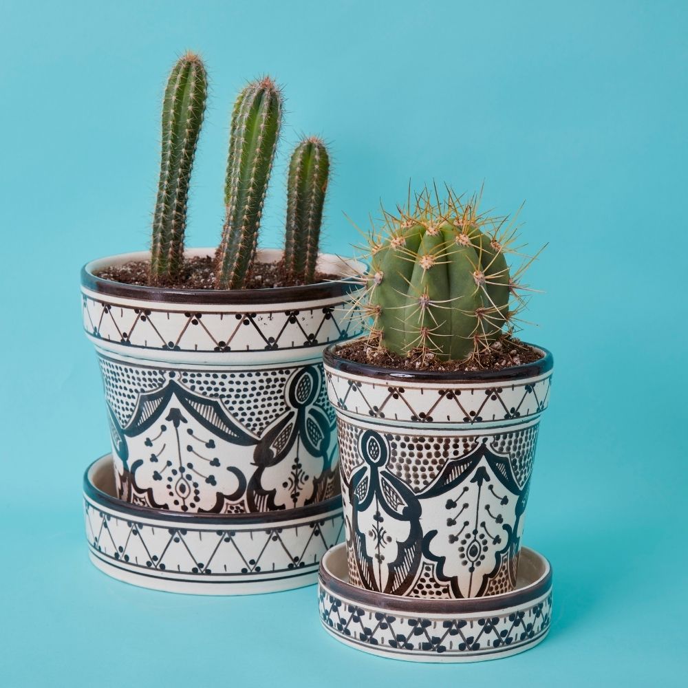 Black Arabesque Ceramic Small Planter