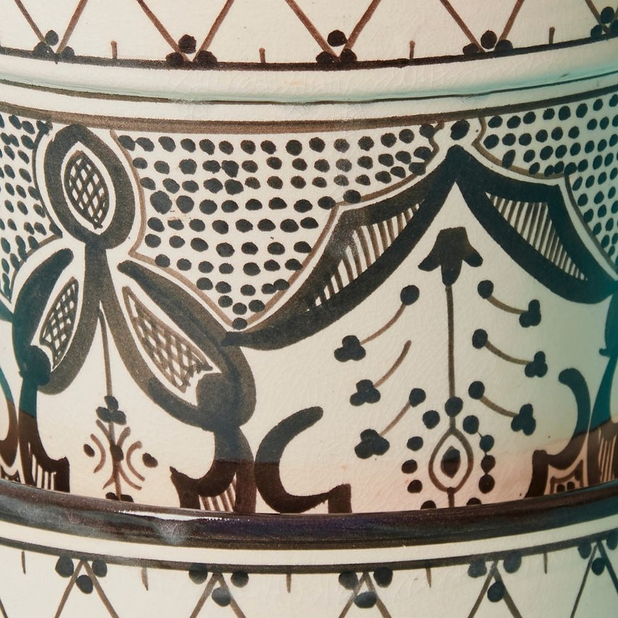Morocco Black Hand Painted Arabesque Ceramic Planter Set