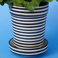 Black Striped Ceramic Small Planter