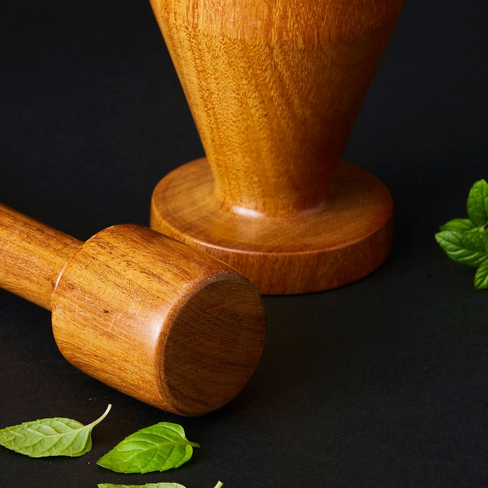 Nicaragua Tropical Natural Wood Narrow Mortar and Pestle