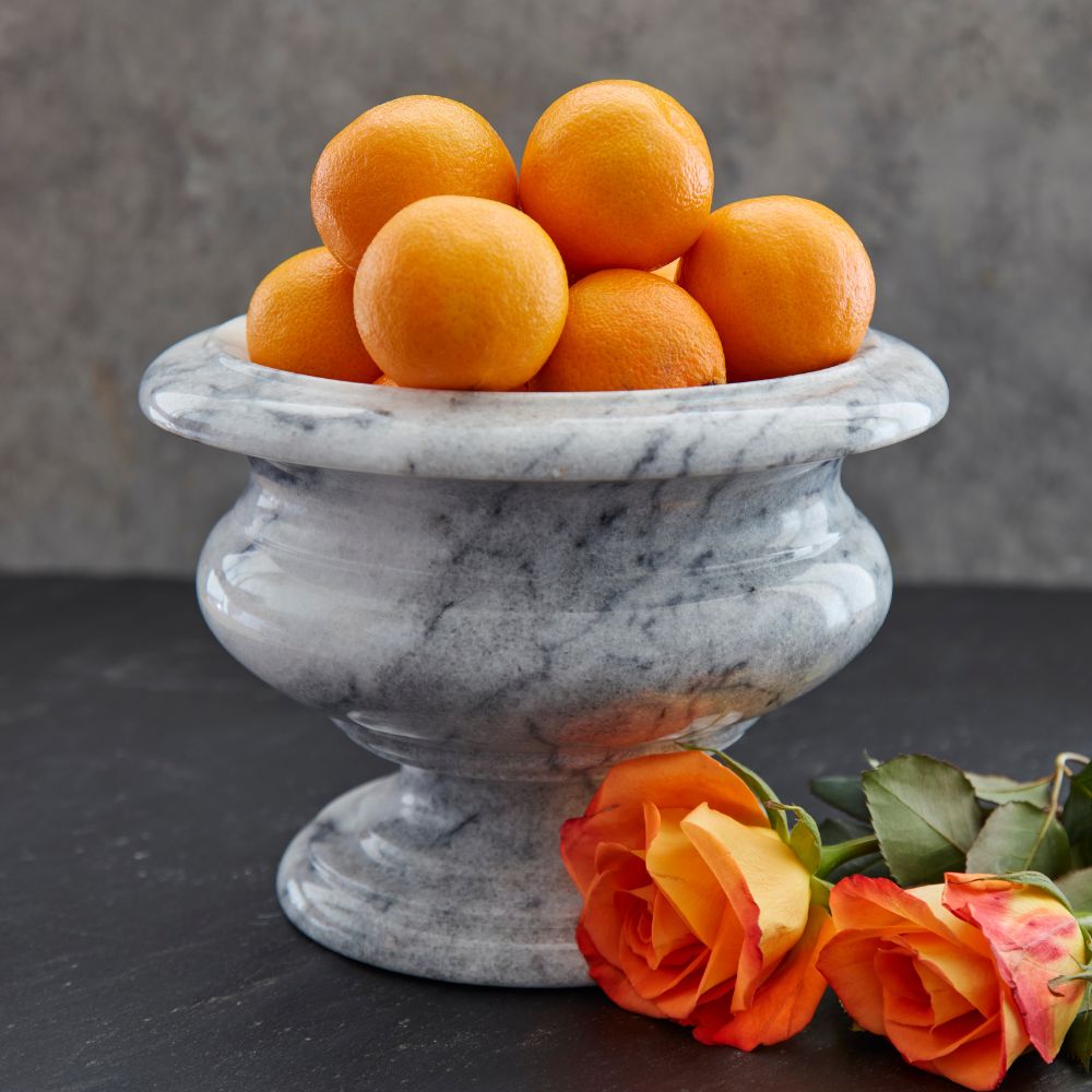 Gray Marble Footed Bowl