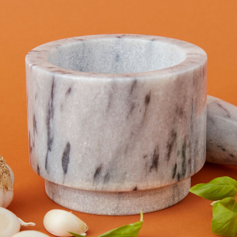 Gray Marble Two Sided Mortar Pestle