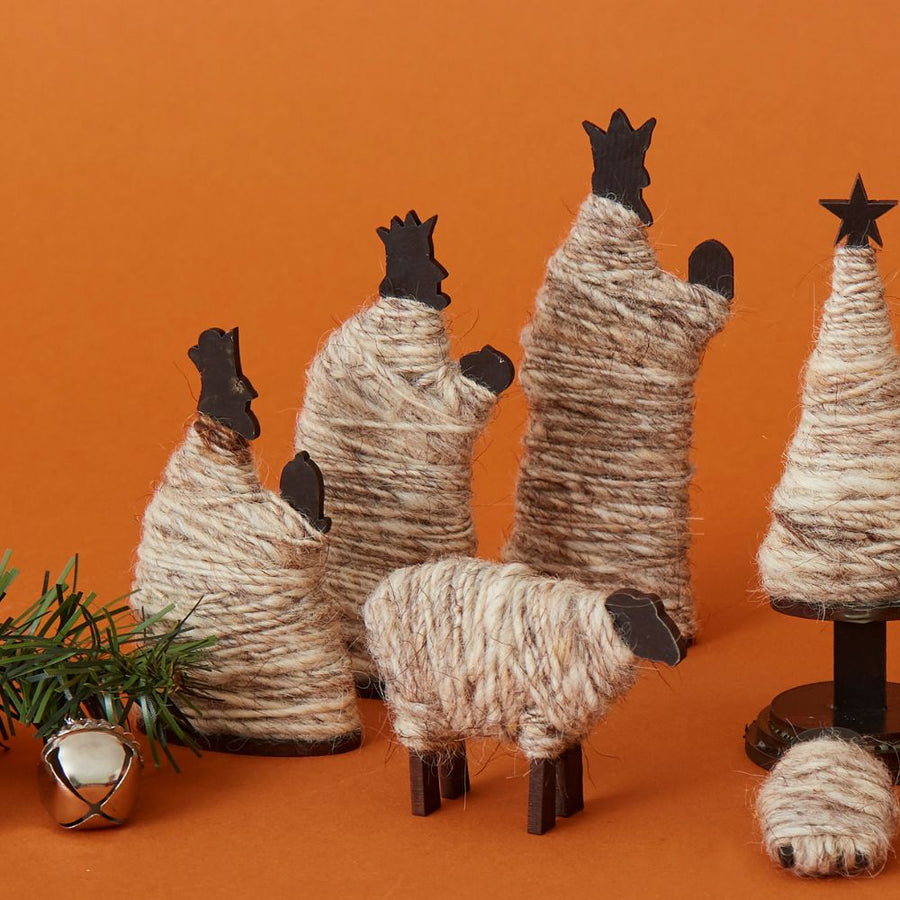 Tabletop Indoor Wool Nativity Scene Set