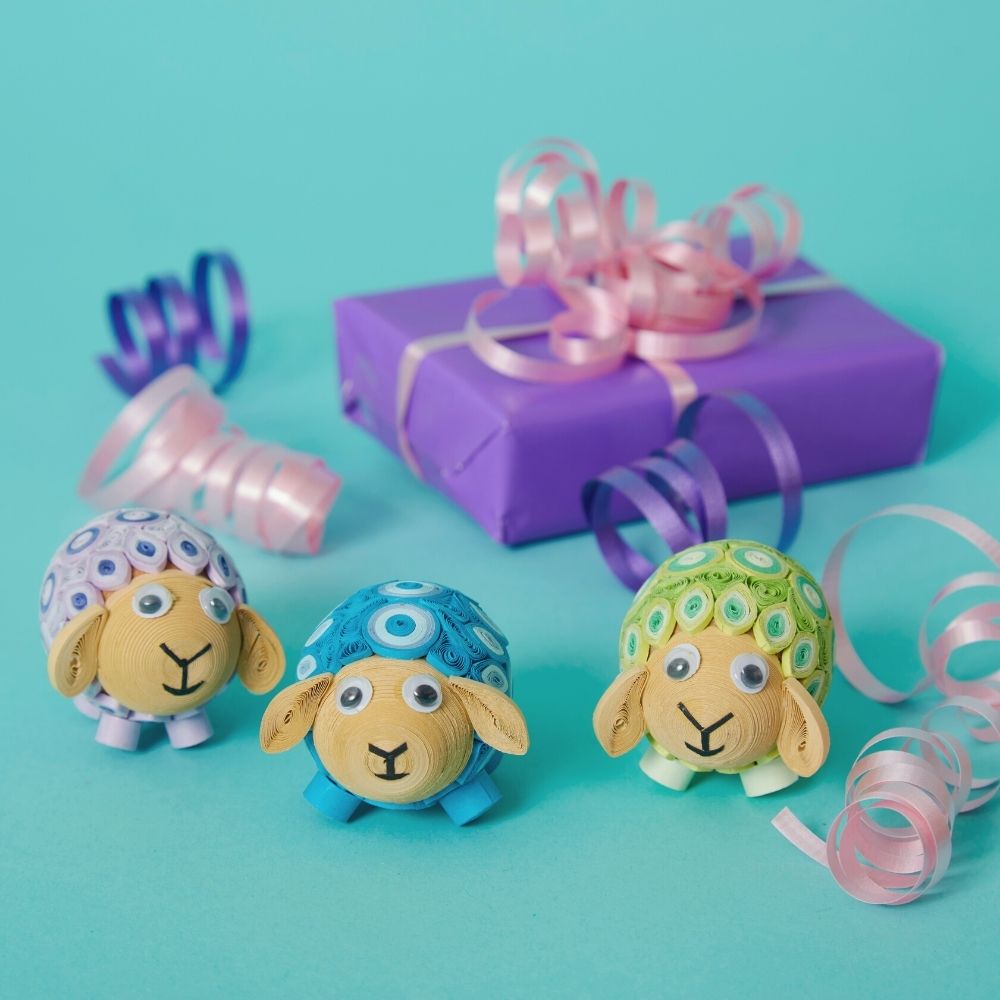 Mini Quilled Paper Easter Lamb Set of 3