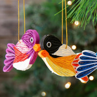 Quilled Paper Christmas Bird Ornament Set of 3