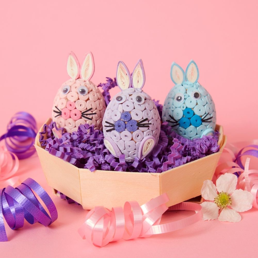 Vietnam Quilled Paper Easter Decor Bunny Set of 3