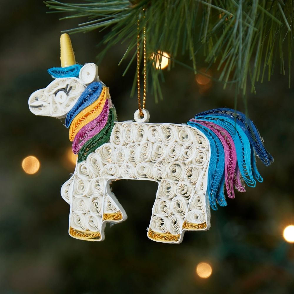 Quilled Paper Unicorn Christmas Ornament