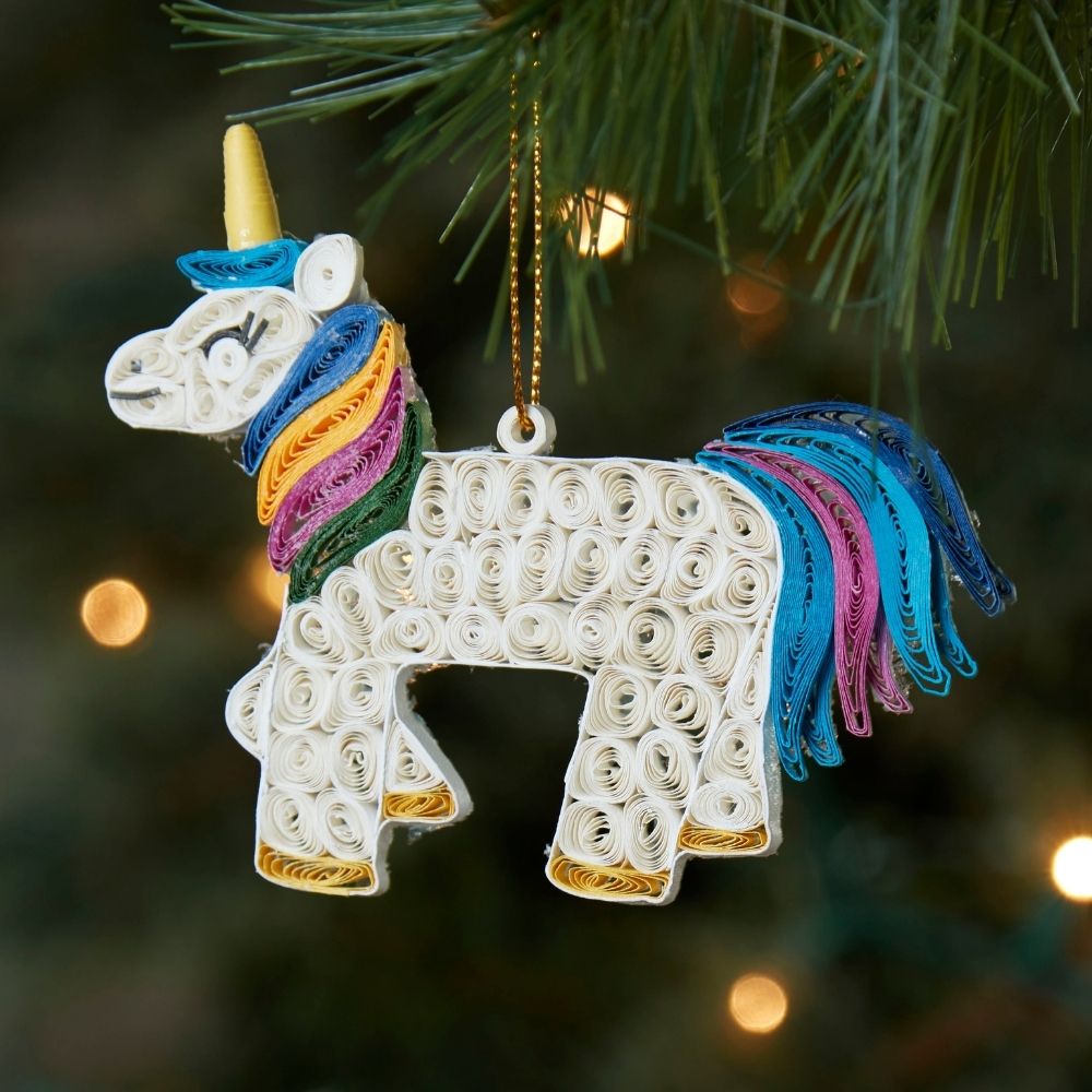 Vietnam Quilled Paper Unicorn Christmas Tree Ornament