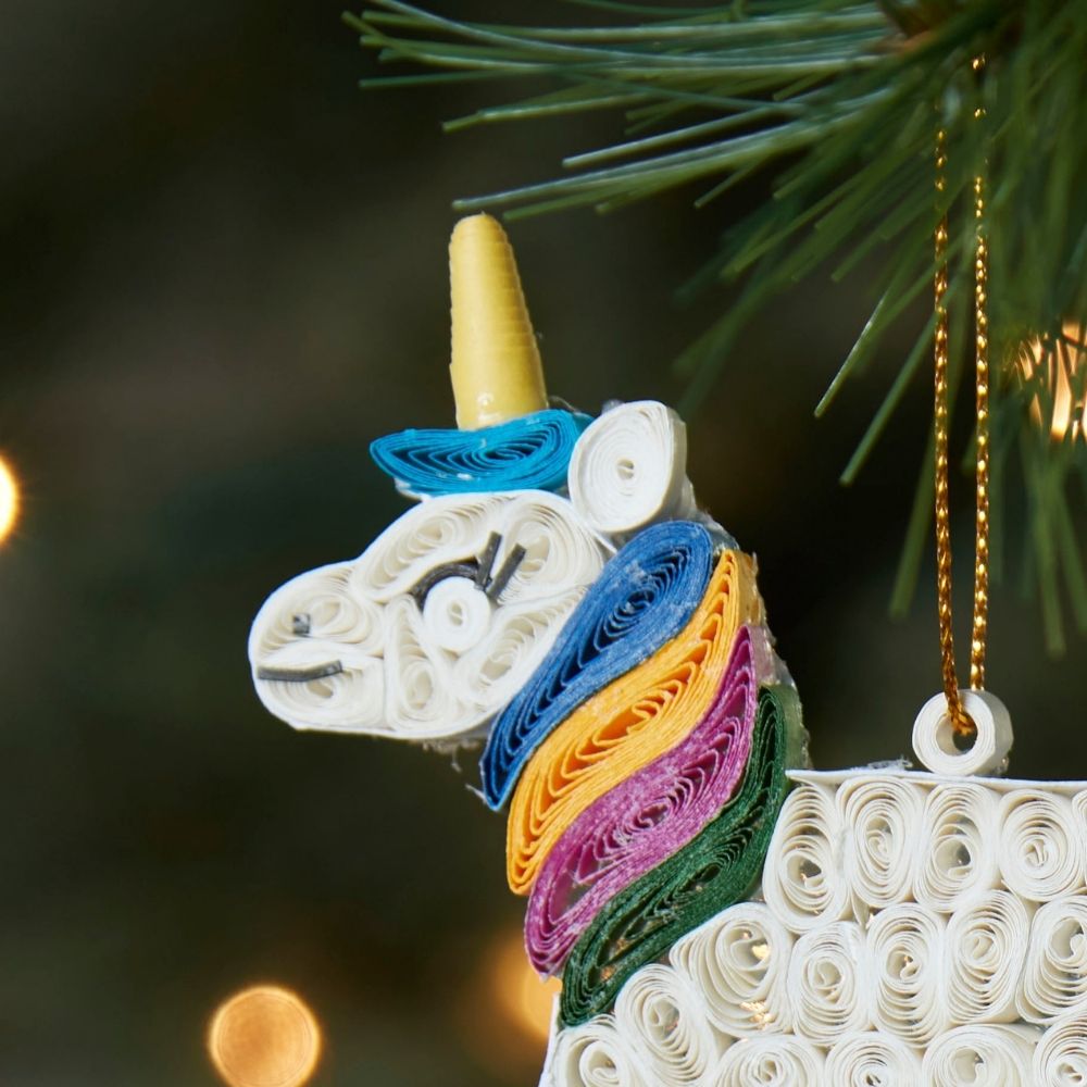 Vietnam Quilled Paper Unicorn Christmas Tree Ornament