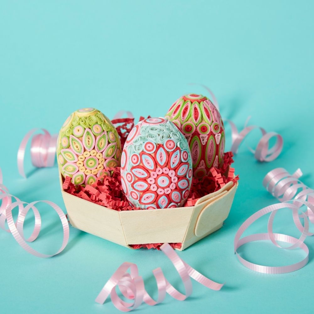 Quilled Paper Easter Spring Eggs Set of 3