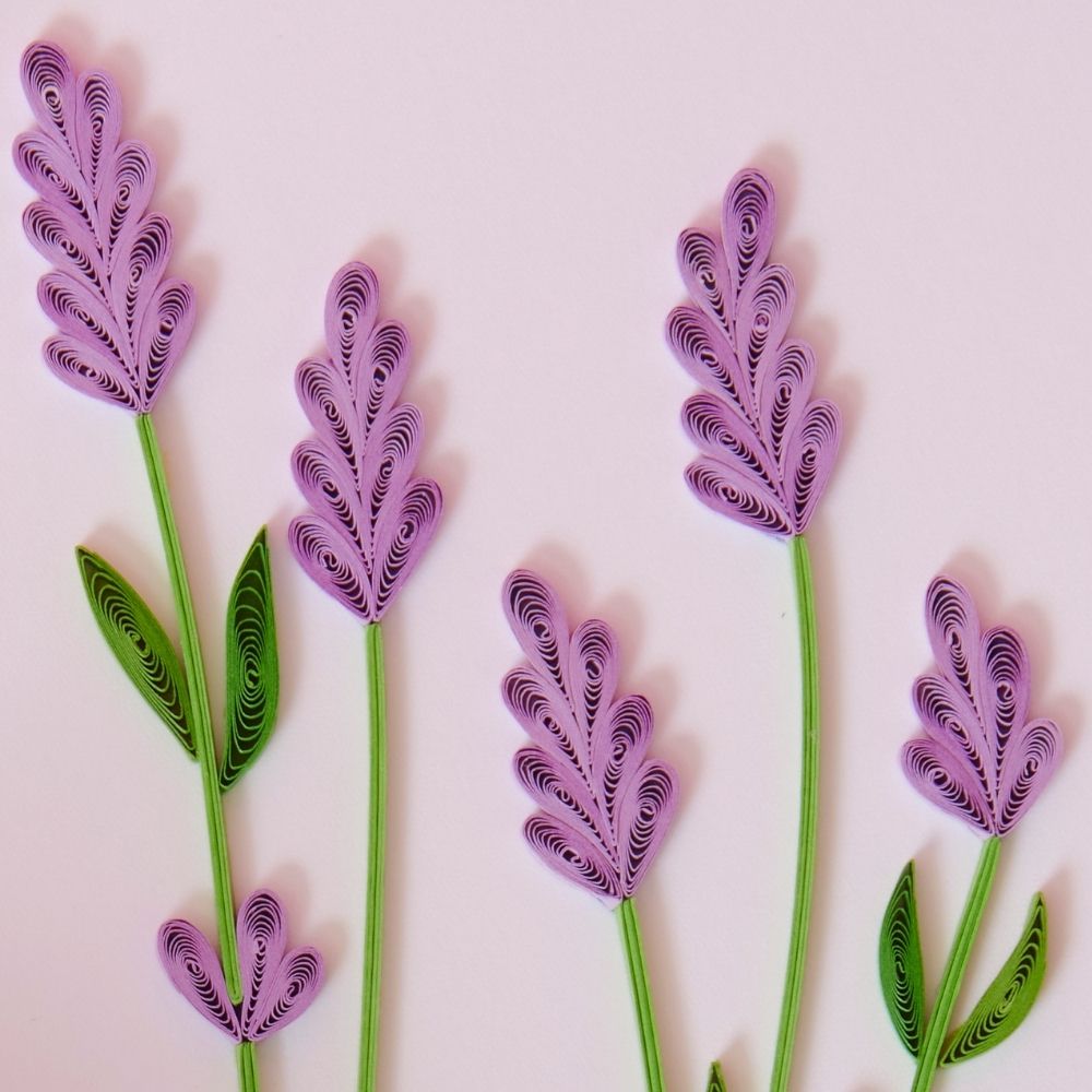 Vietnam Quilled Paper Purple Lavender Flowers Blank Greeting Card