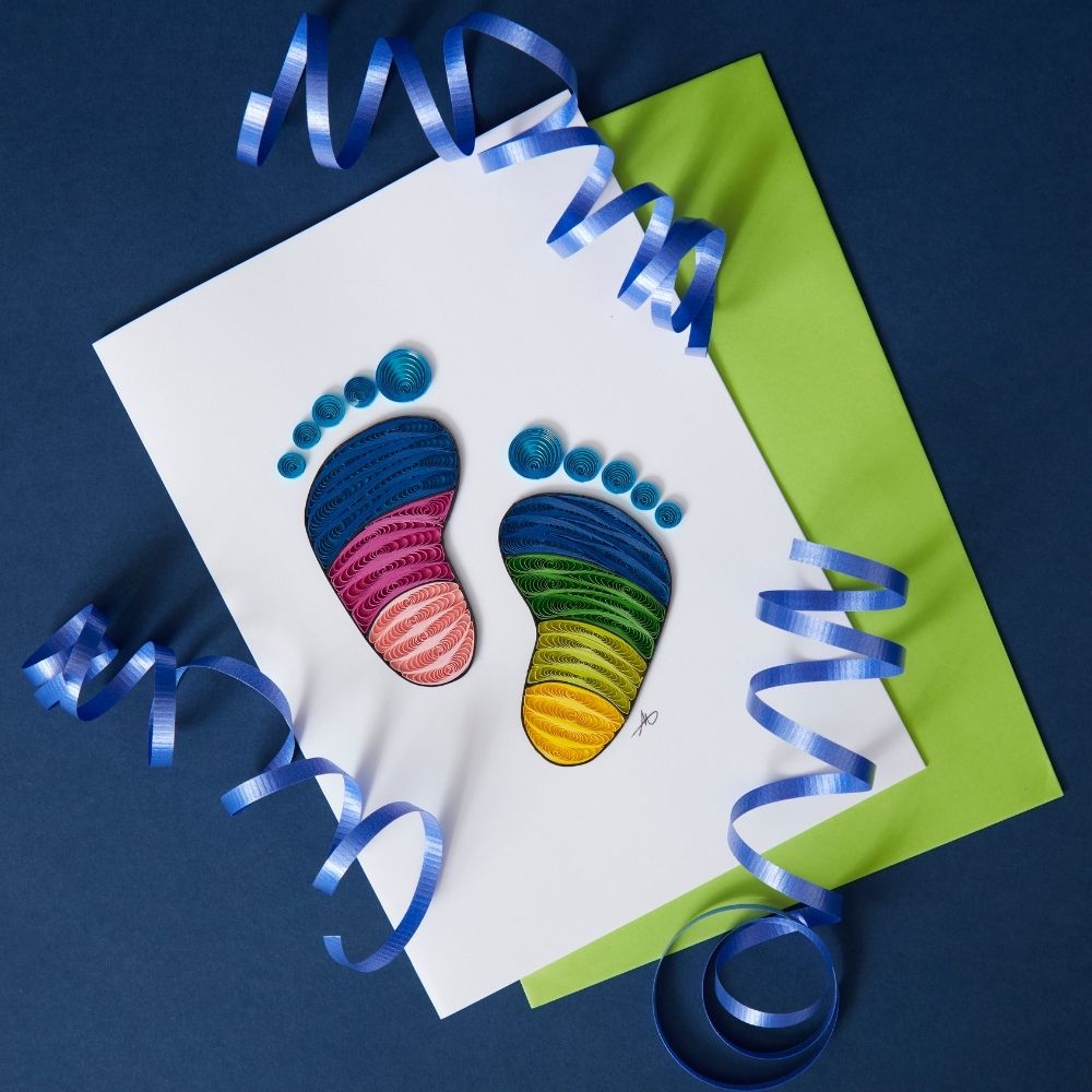 Quilled Paper Baby Footprints Greeting Card