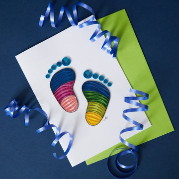 Vietnam Quilled Paper New Family Expecting Pregnancy Footprints Blank Greeting Card