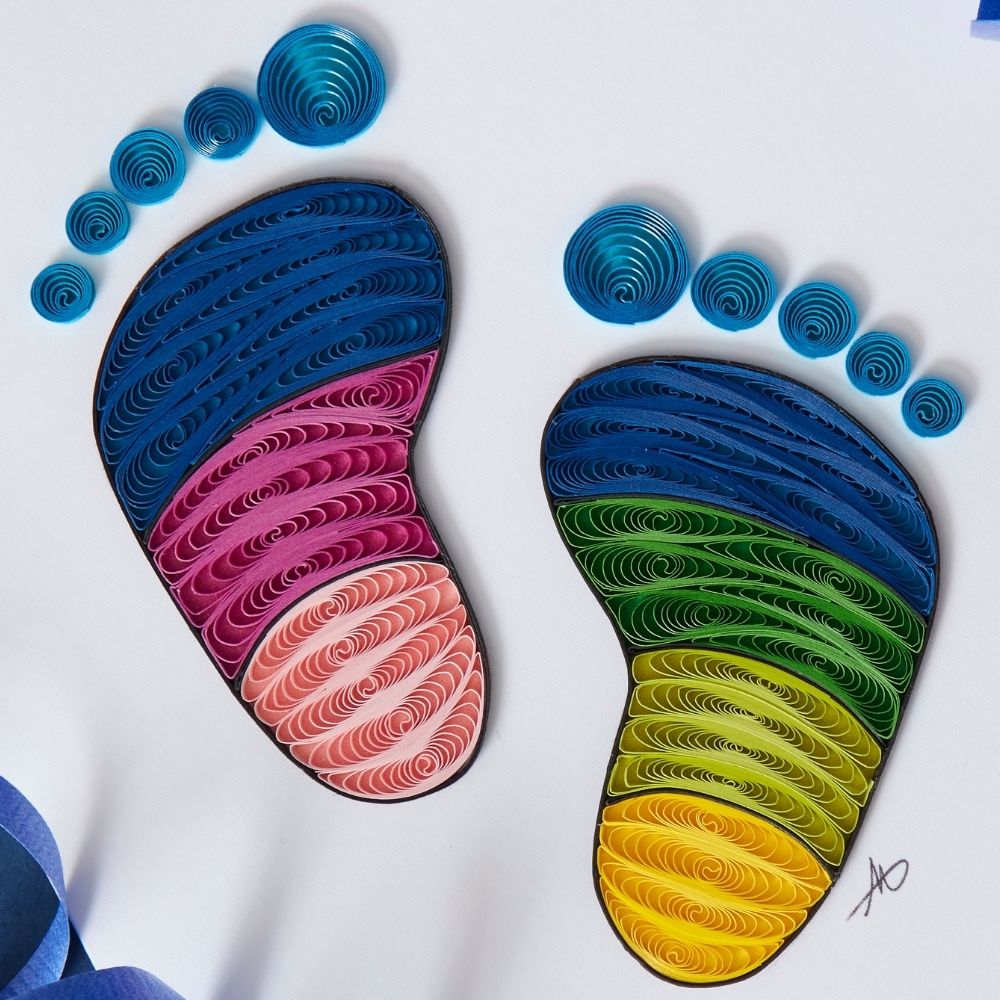 Quilled Paper Baby Footprints Greeting Card