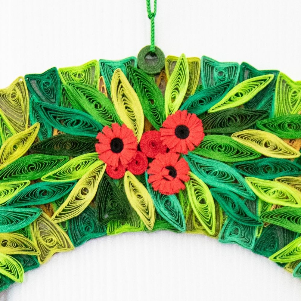 Vietnam Quilled Mistletoe Holiday Wreath