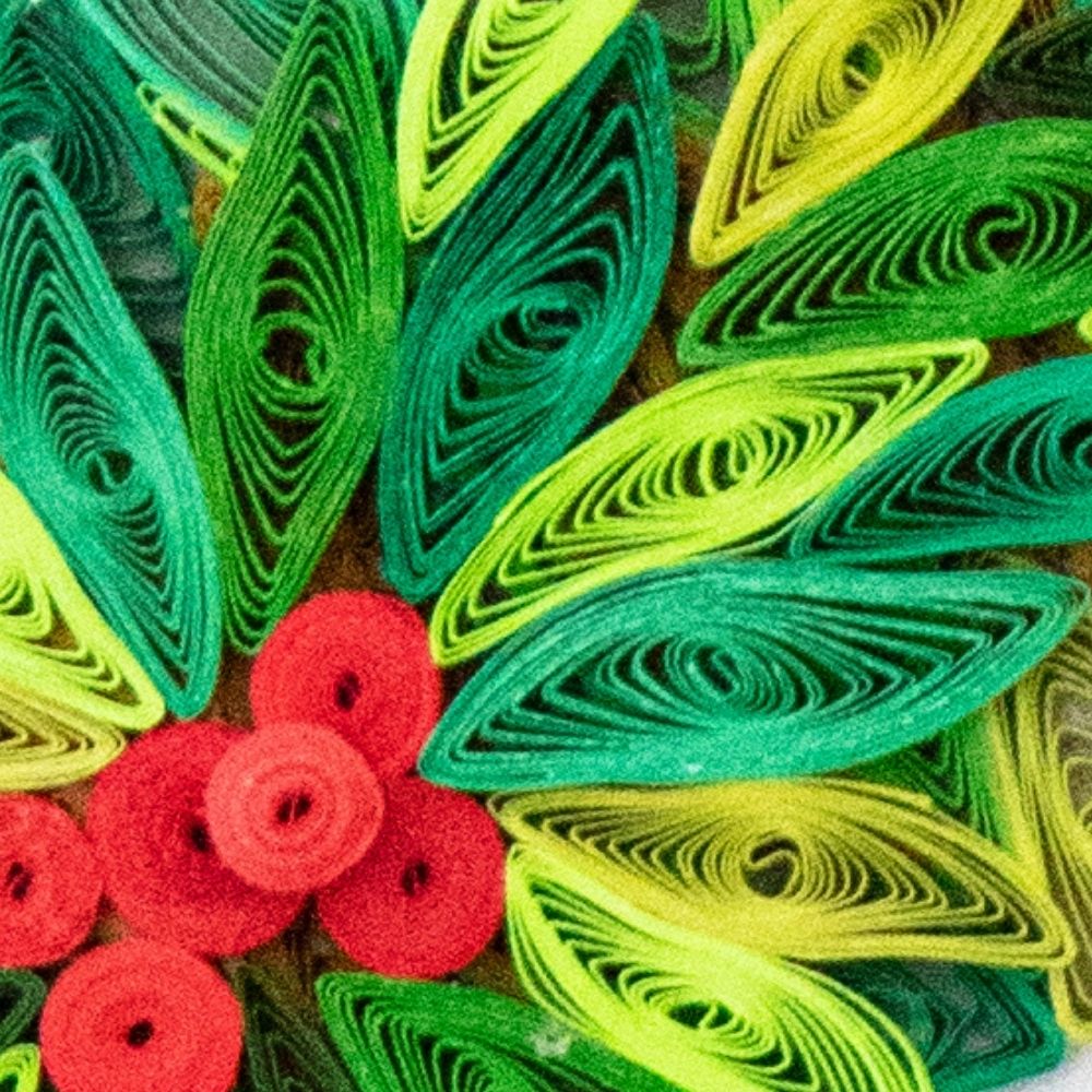 Vietnam Quilled Paper Christmas Mistletoe Indoor Holiday Wreath