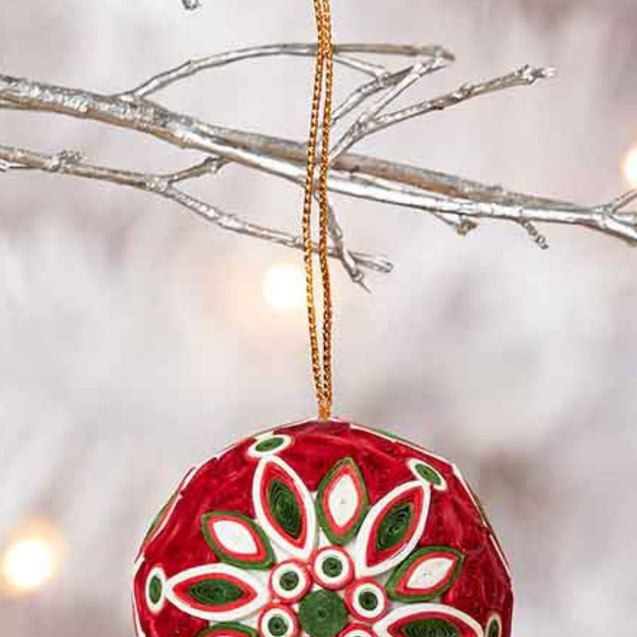 Quilled Paper Christmas Ball Ornament Set of 3