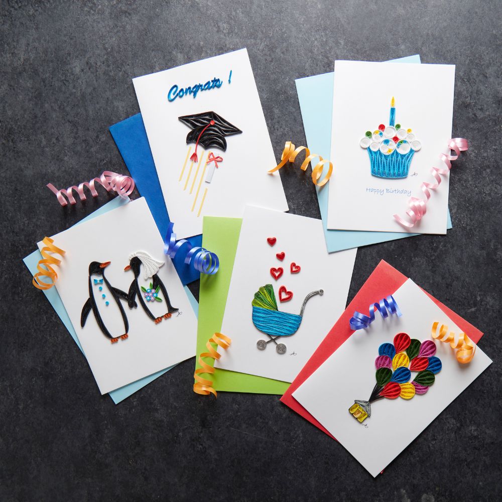 Quilled Paper Celebration Card Set of 5