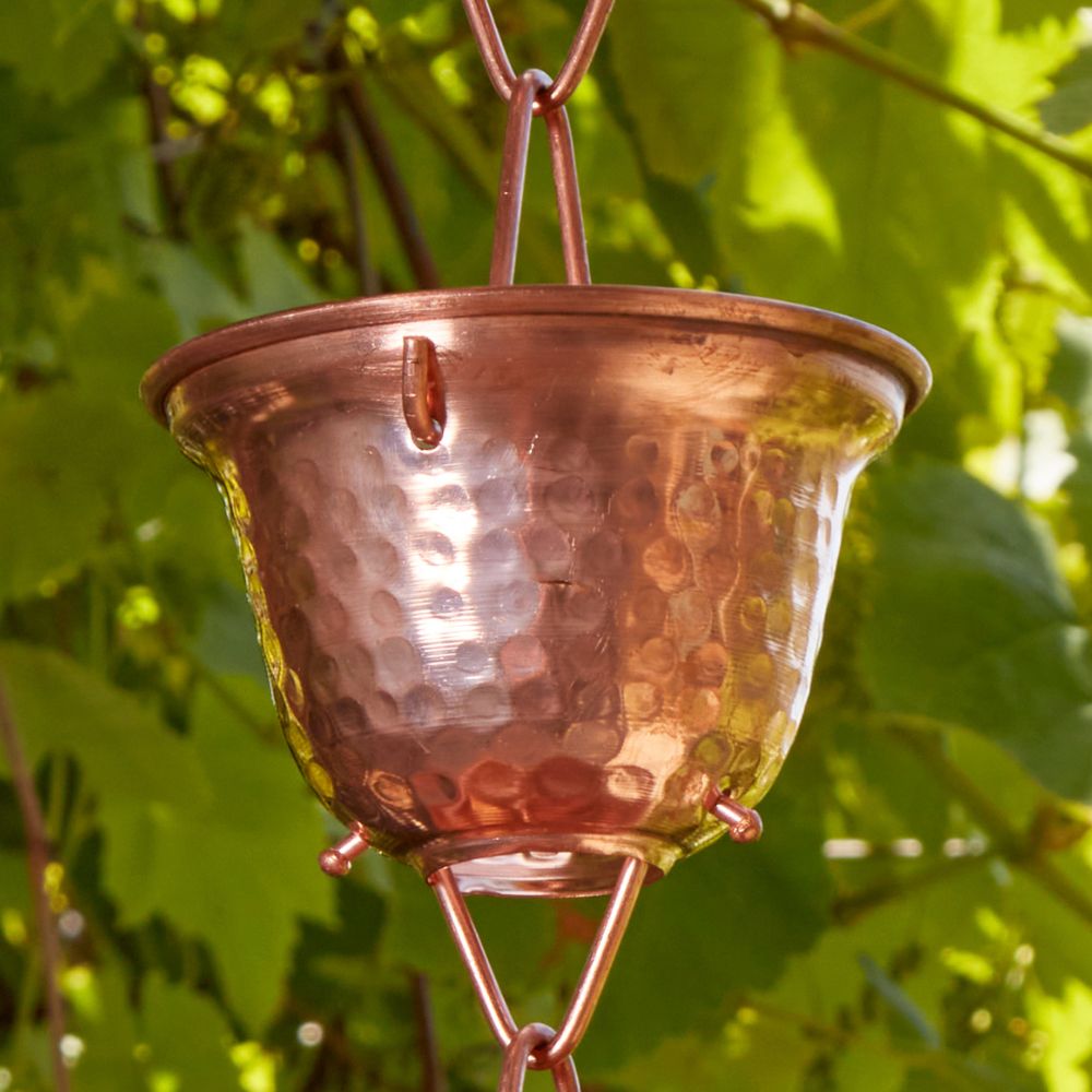 Pure Copper Cups Rain Chain 7.5 ft