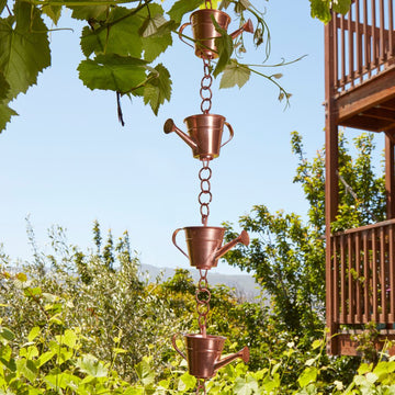 Copper Watering Cans Rain Chain 8.5 ft