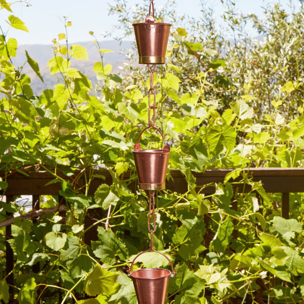 Copper Pails Rain Chain 8.5 ft